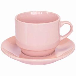 Чашка з блюдцем Оселя, 250 мл, попільно-рожевий (24-267-002/1)