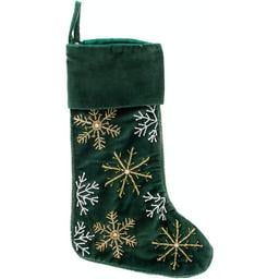 Панчоха новорічна для подарунків Lefard з вишивкою 25x50 см зелена (877-051)