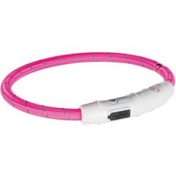 Нашийник для собак Trixie, USB, що світиться, 65 см, рожевий