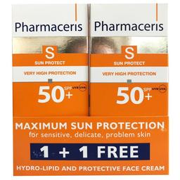 Гідроліпідний сонцезахисний крем для обличчя Pharmaceris S Sun Protect 1+1 SPF 50, 100 мл (2 шт по 50 мл), (Z14029)