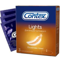 Презервативи латексні Contex Lights з силіконовою змазкою, особливо тонкі, 3 шт. (3004636)