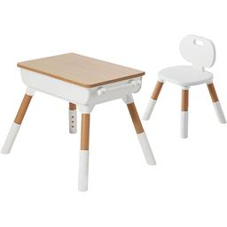Детский многофункциональный столик и стульчик Poppet Мультивуд 3в1, белый (PP-010)
