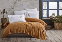 Комплект постельного белья Hobby Rainbow Pike Hardal, поплин + 3D вишивка и пике, 250х230 см, горчичный (8698499159433)
