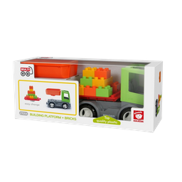 Машинка Efko MultiGO Строительная платформа с кубиками, салатовый с оранжевым (27054)