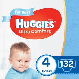 Набор подгузников для мальчиков Huggies Ultra Comfort 4 (8-14 кг), 132 шт. (2 уп. по 66 шт.)