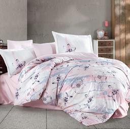 Комплект постільної білизни Hobby Exclusive Sateen Brisha, сатин, євростандарт, 220х200 см, рожевий (8698499144910)