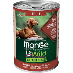 Влажный корм для собак Monge Dog Wet Bwild Adult, ягненок, тыква и цуккини, 400 г