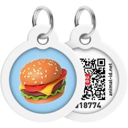 Адресник для собак и кошек Waudog Smart ID с QR паспортом Гамбургер 30 мм