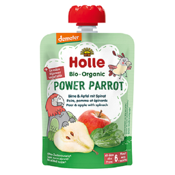 Пюре Holle Power Parrot, з грушею, яблуком та шпинатом, 100 г