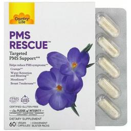 Поддержка при ПМС Country Life PMS Rescue 60 веганських капсул