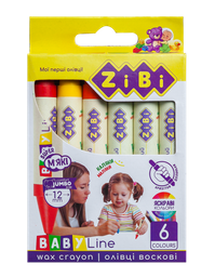 Карандаши восковые ZiBi Super Jumbo Baby Line, круглые, 6 шт. (ZB.2484)