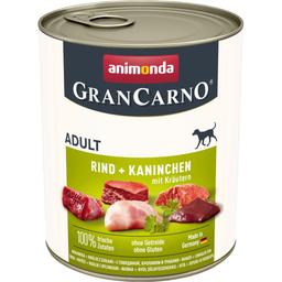 Вологий беззерновий корм для собак Animonda GranCarno Adult Beef + Rabbit with Herbs, з яловичиною, кроликом і травами, 800 г