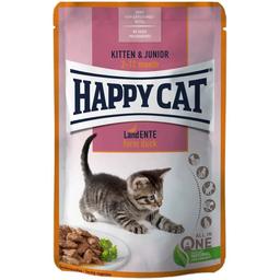 Вологий корм для кошенят Happy Cat Kitten&Junior LandEnte, шматочки в cоусі з качкою, 85 г
