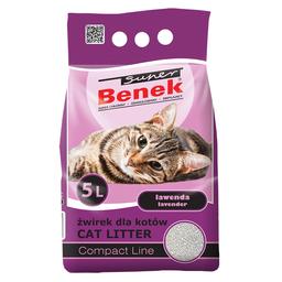 Бентонитовый наполнитель для кошачьего туалета Super Benek Компактный, c ароматом лаванды, 5 л