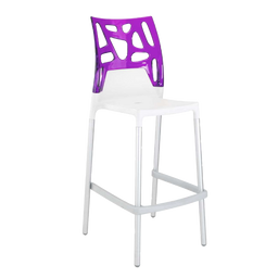Барний стілець Papatya Ego-Rock, білий з фіолетовим (431934)