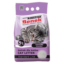 Бентонитовый наполнитель для кошачьего туалета Super Benek Стандартный, с ароматом лаванды, 5 л