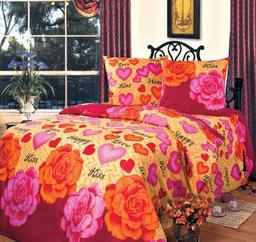 Комплект постільної білизни Lotus Top Dreams Поцілунок, рожевий, сімейний, 5 одиниць (5282)