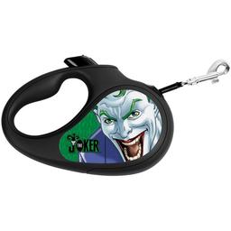 Повідець-рулетка для собак Waudog R-leash Джокер Зелений, світловідбиваючий, M, до 25 кг, 5 м, чорний