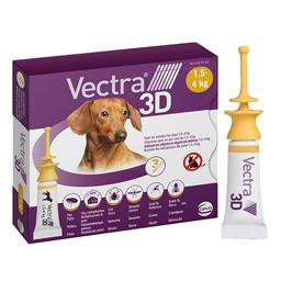 Краплі на холку для собак від 1,5 до 4 кг CEVA Vectra 3D, від зовнішніх паразитів, 1 упаковка (3 піпетки по 0,8 мл)