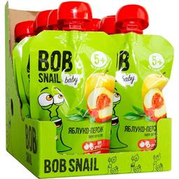 Пюре фруктове Bob Snail Яблуко-Персик, пастеризоване 900 г (10 шт. по 90 г)