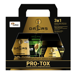 Подарунковий набір Dalas Pro-tox: Шампунь, 500 мл + Маска для волосся, 500 мл + Крем для рук, 75 мл (720535)