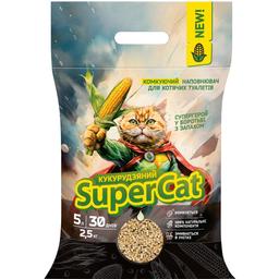Кукурузный наполнитель для кошачьих туалетов SuperCat комкующийся 2.5 кг