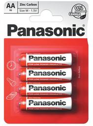 Солевые батарейки пальчиковые Panasonic 1,5 V АА R6 Red Zink Zink-Carbon, 4 шт. (R6REL/4BPR)
