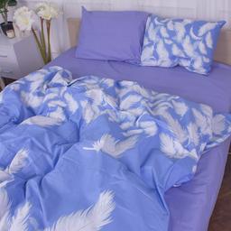 Комплект постельного белья MirSon 17-0590 Feathers Ranforce Elite, семейный, голубой