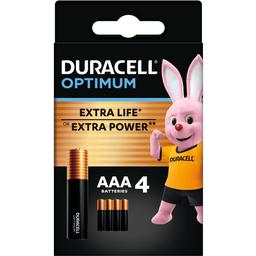Щелочные батарейки мизинчиковые Duracell Optimum 1.5 V AAA LR6, 4 шт. (5000394158726)