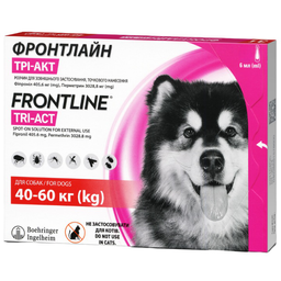 Капли Boehringer Ingelheim Frontline Tri-Act от блох и клещей для собак, 40-60 кг, 6 мл, 1 пипетка (159915-1)