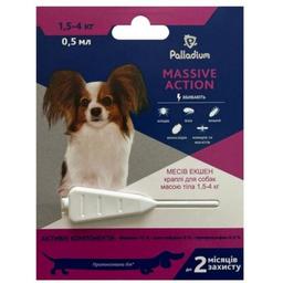 Капли на холку от блох и клещей Palladium Massive Action для собак 1.5 - 4 кг 1 пипетка 0.5 мл