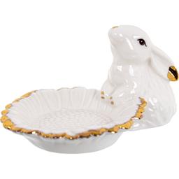 Блюдце декоративное Lefard Кролик с подсолнухом 12.5 см белое (149-475)