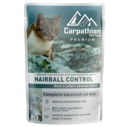 Влажный корма для кошек Carpathian Pet Food Hairball control для выведения шерсти, в желе с уткой, 80 г