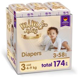 Набор подгузников Mimi Nice Royal comfort 3 (4-9 кг), 3 упаковки по 58 шт.