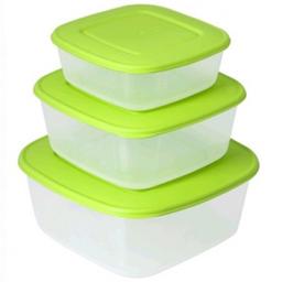 Набір контейнерів для харчових продуктів 3 до 1 Stenson 3 шт. квадратні оливкові (25577)