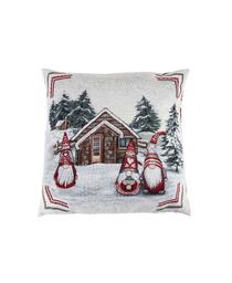 Декоративна наволочка Прованс Snowfall Три гноми біля хатинки, 45х45 см, білий (23404)