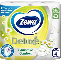 Трехслойная туалетная бумага Zewa Deluxe Ромашка, белый, 4 рулона