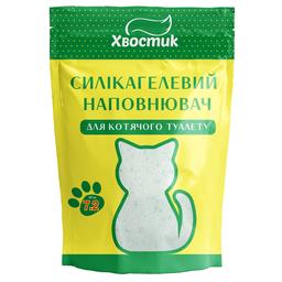 Силикагелевый наполнитель для кошачьего туалета Хвостик, мелкий с зелеными гранулами, 7,2 л (163083)