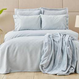 Комплекты постельного белья с покрывалом и пледом Karaca Home Infinity New, ранфорс, евро, 220х200 см, светло-голубой (svt-2000022300599)