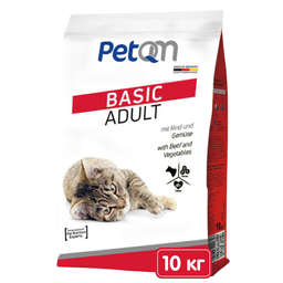 Сухой корм для PetQM Cats Basic with Beef&Vegetables, с говядиной и овощами, 10 кг (701566)