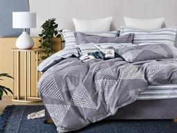 Комплект постельного белья Ecotton, полуторный, сатин, 215х150 см, серый с белым (23670)