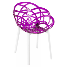 Кресло Papatya Flora, прозрачно-пурпурное сиденье, низ белый (285933)