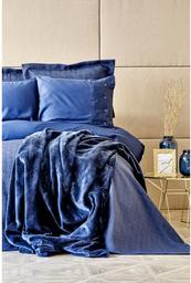 Набір постільна білизна з покривалом та пледом Karaca Home Infinity lacivert 2020-1, євро, синій, 10 предметів (svt-2000022238496)