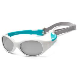 Детские солнцезащитные очки Koolsun Flex, 0+, белый с бирюзовым (KS-FLWA000)