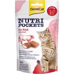 Лакомство для кошек GimCat Nutri Pockets с говядиной и солодом для выведения шерсти, 60 г