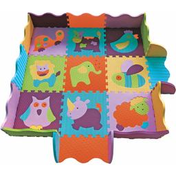 Дитячий ігровий килимок-пазл Baby Great Веселий зоопарк, з бортиком, 122х122 см (GB-M129А2E)