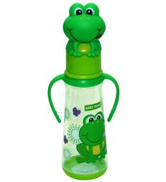 Пляшечка для годування Baby Team, з ручками та силіконовою соскою, 250 мл, зелений (1414_жабка)