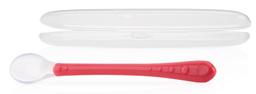 Силіконова ложка Nuby Easy Grip, з довгою ручкою, в контейнері, рожевий (5556pnk)