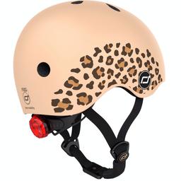 Шлем защитный Scoot and Ride, с фонариком, 45-51 см (XXS/XS), леопардовый