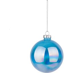 Новорічна іграшка Novogod'ko Куля 8 cм глянцева мармурова блакитна (973818)